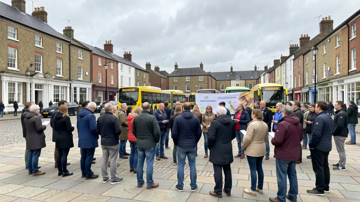 Generic image of a community awareness event in a public square, focusing on vigilance and reporting concerns.