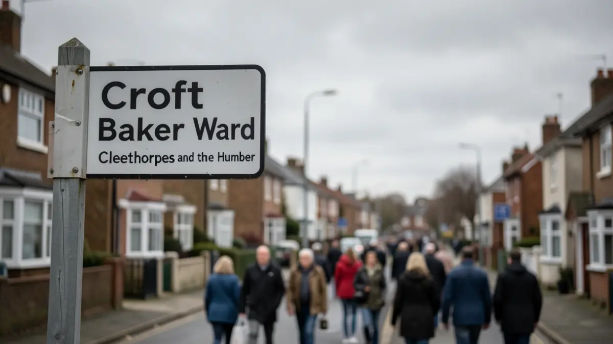 Signpost for Croft Baker Ward in Cleethorpes.