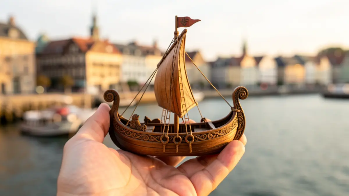 Generic image of a hand holding a model Viking longship.