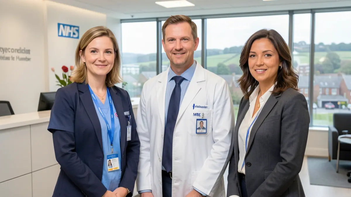Generic image of three professionals in a modern office setting.
