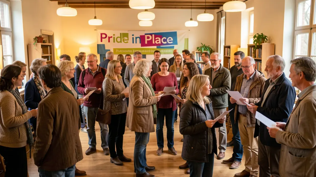 Generic image of a community meeting with diverse attendees discussing plans.