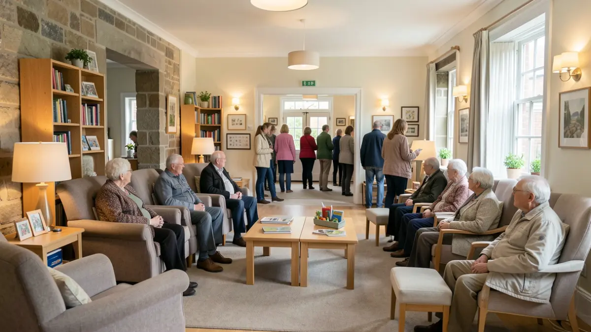 Generic image of a calm and accessible room designed to support people living with dementia, featuring comfortable seating and resources.