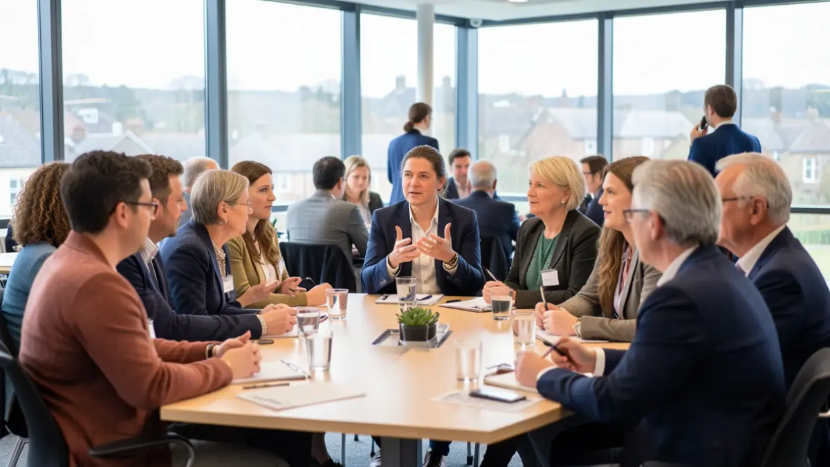 Generic image of a diverse group of people in a meeting room discussing plans.