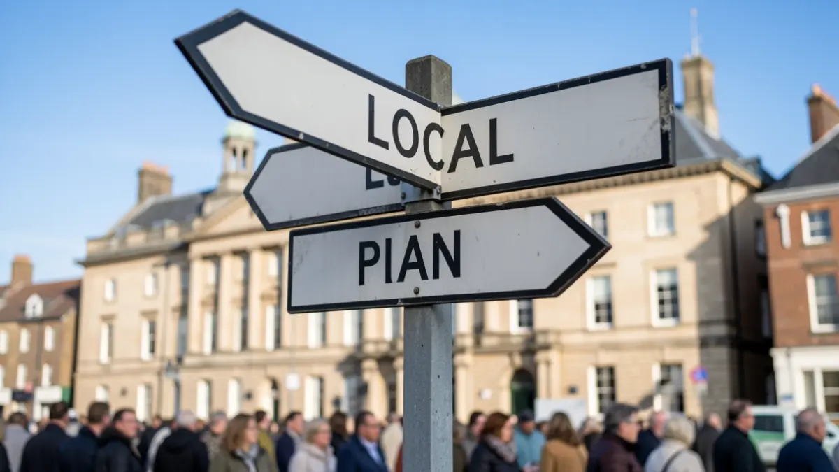 Generic image: set against a backdrop of a slightly blurred town hall facade, under a clear blue sky.